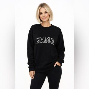 BRUNETTE THE LABEL “MAMA” Black Crewneck Sweater NWT size XS/S Oversized